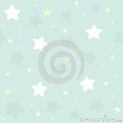 Nice seamles pattern for children. Vector illustration with stars and clouds. Vector Illustration