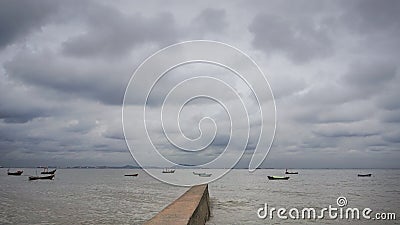 Nice seascape with clouds in blue sky Stock Photo