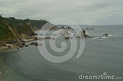 Nice Set Of Rocks In Front Of The Beach Of Silence. Stock Photo