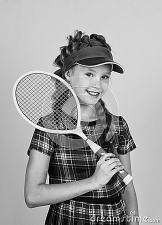 nice smile. kid tennis player. back to school. happy and healthy childhood. active lifestyle. Stock Photo