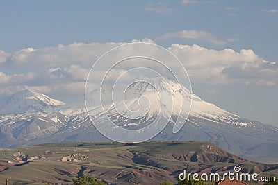 the nice snowy mountains with couds, central Turkey Stock Photo