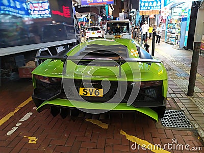 Nice sport car on Hong Kong street Editorial Stock Photo