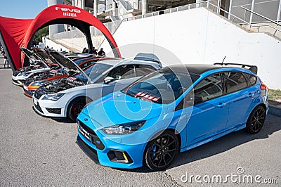 nice sports hot hatch, the blue third generation Ford Focus RS MK3 Editorial Stock Photo
