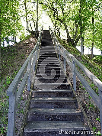 Beautiful Sudargo mound near river Nemunas, Lithuania Stock Photo