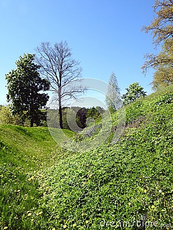 Beautiful mound in spring, Lithuania Stock Photo