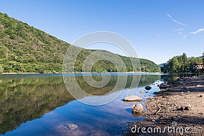 Nice summer landscape of Ghirla lake in Valganna, Lombardy, Italy Stock Photo
