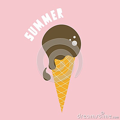 Nice vector flat illustration with ice cream Cartoon Illustration