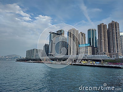 Nice view building city in fortress hill waterfront park Hong Kong Editorial Stock Photo