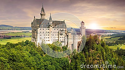 Nice view of Neuschwanstein castle in Bavaria, Germany, Europe Editorial Stock Photo