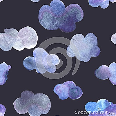 Nice watercolor dark clouds seamless background Stock Photo