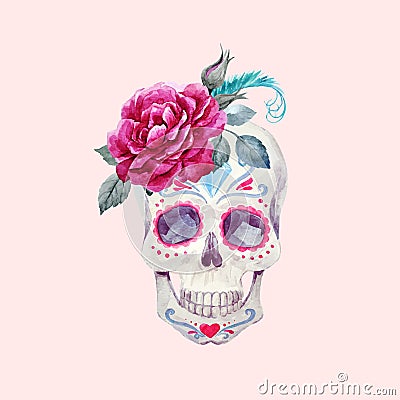 Nice watercolor vector skull Vector Illustration