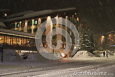 Nice Winter Night in street of Lech Editorial Stock Photo