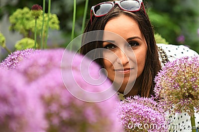 Nice woman in nature Stock Photo