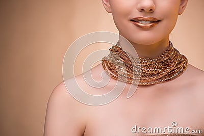 The nice woman wearing elegant jewellery Stock Photo