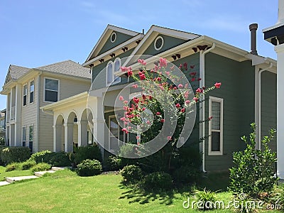 Nice wooden houses in friendly community Stock Photo