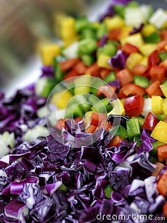 Nicely cut sparkling vegetables ready for a great dish preparation Stock Photo