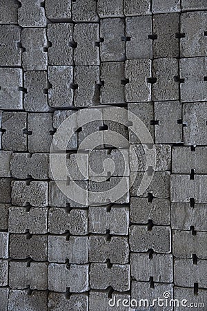 Nicely stack cement brick block wall. Stock Photo