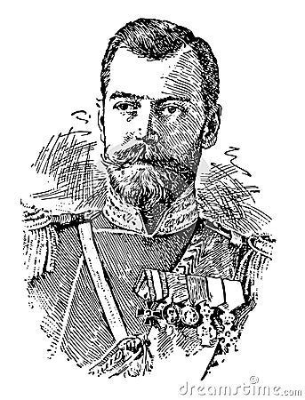 Nicholas II vintage illustration Vector Illustration