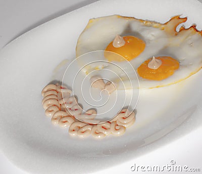 With the nickname ox-eye it is commonly called a dish composed of an egg prepared by frying; Stock Photo