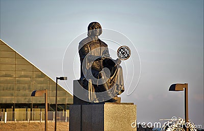 Nicolaus Copernicus Monument at Adler Planetarium, Chicago, IL Editorial Stock Photo