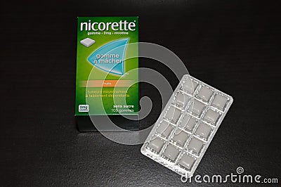 Nicorette nicotine chewing gum Editorial Stock Photo