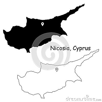 Nicosia Cyprus. Detailed Country Map with Location Pin on Capital City. Vector Illustration