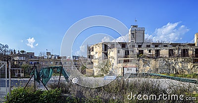 Nicosia, Cyprus on March 21, 2017: United Nations buffer zone Green line in Cyprus in Nicosia. Editorial Stock Photo