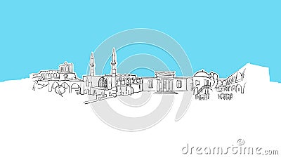 Nicosia Cyprus Skyline Panorama Vector Sketch Vector Illustration