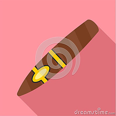Nicotine cigar of cuba icon, flat style Cartoon Illustration