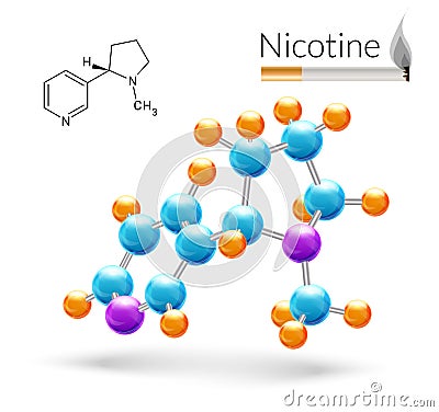 Nicotine molecule 3d Vector Illustration