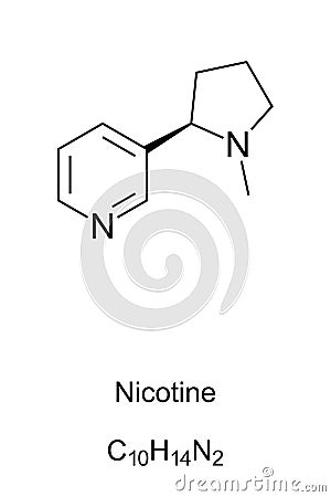 Nicotine molecule skeletal formula Vector Illustration