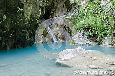 Nidri waterfalls on Lefkada island Stock Photo