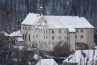 Niederstetten, Germany - January 25, 2023: Schloss Haltenbergstetten, Niederstetten, Germany Editorial Stock Photo