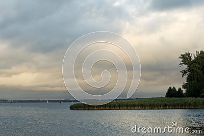 Niegocin lake lanscape during cloudy day Stock Photo