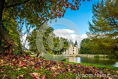 Nieul castle and leaves Stock Photo
