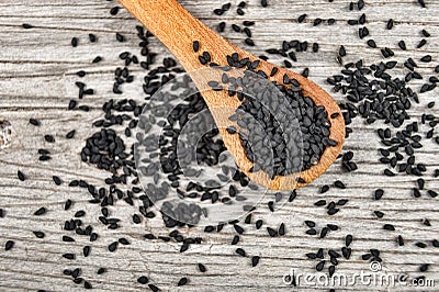 Black Cumin seeds kalonji Stock Photo