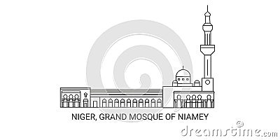 Niger, Grand Mosque Of Niamey, travel landmark vector illustration Vector Illustration