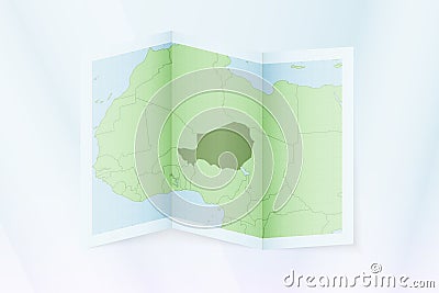 Niger map, folded paper with Niger map Vector Illustration