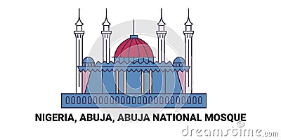 Nigeria, Abuja, Abuja National Mosque, travel landmark vector illustration Vector Illustration