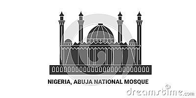 Nigeria, Abuja National Mosque, travel landmark vector illustration Vector Illustration