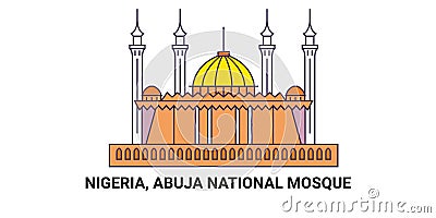 Nigeria, Abuja National Mosque, travel landmark vector illustration Vector Illustration