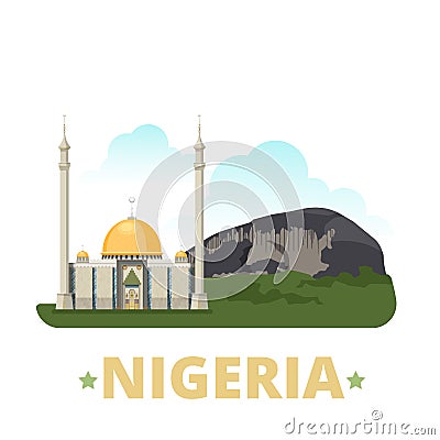 Nigeria country design template Flat cartoon style Vector Illustration