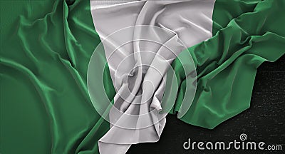 Nigeria Flag Wrinkled On Dark Background 3D Render Stock Photo