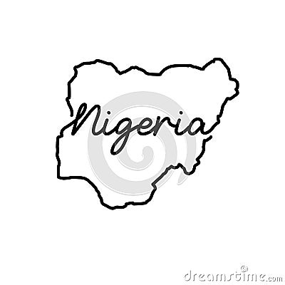Nigeria outline map with the handwritten country name. Continuous line drawing of patriotic home sign Cartoon Illustration