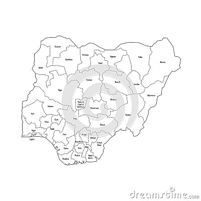 Nigeria political map of administrative divisions Vector Illustration