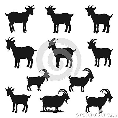 Nigerian Dwarf Goat Vector Silhouette, Show Goat Silhouette