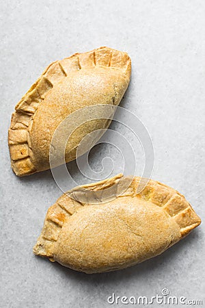 Nigerian meat pie on a marble tray, freshly baked nigerian meat pie Stock Photo