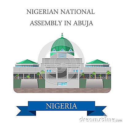 Nigerian National Assembly in Abuja Flat vector il Vector Illustration