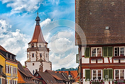 The Niggelturm tower in the historic centre of Gengenbach, Ortenau. Baden Wuerttemberg, Germany, Europe Editorial Stock Photo