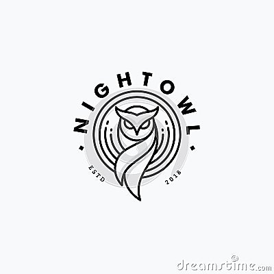 Nigh Owl Line Art Design concept Illustration Vector Template Vector Illustration